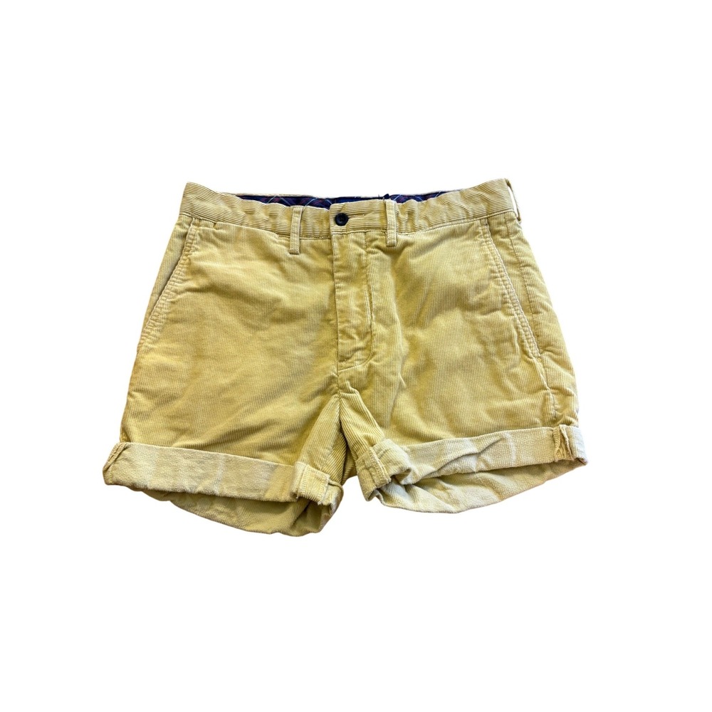 Ralph Lauren Rugby Womens Yellow Corduroy Shorts Size 30 Cuffed‎ Preppy Classic